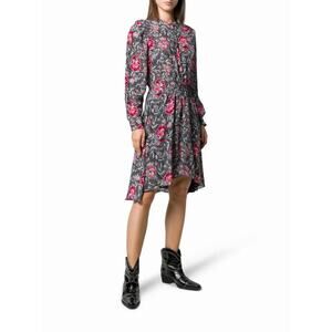 Isabel Marant Etoile Dress Sz 38 US 6 Yandra Silk Floral Print Long Sleeve Dress